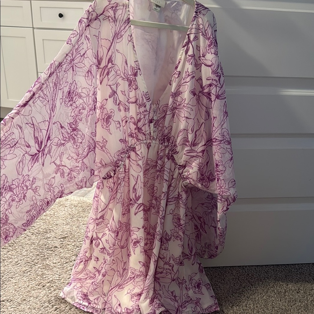 a new day Floral Pink and White Dress